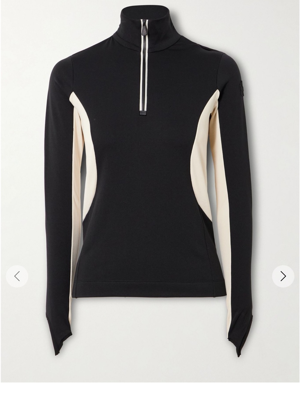 Moncler Black Half-Zip Pullover with Cream Side Panels